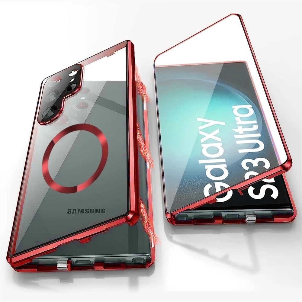 Magnetna Full-Body maska sa staklom "Stronghold MagLock" za Samsung S24 Ultra - titanium red