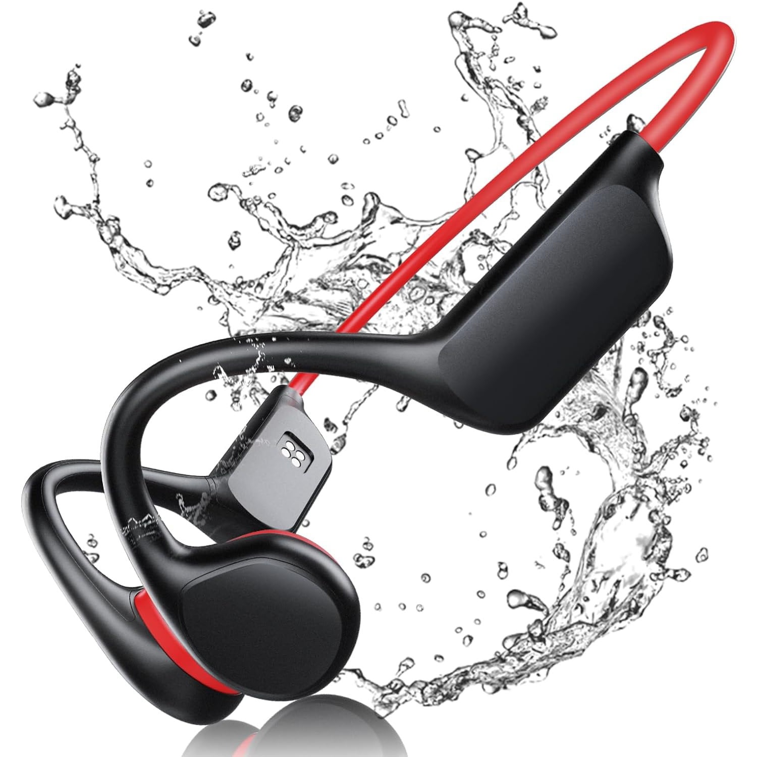 Vodootporne slušalice PulseBone MP3 s kostnom provodljivošću, Bluetooth 5.3 i ugrađenom memorijom 32 GB - red black
