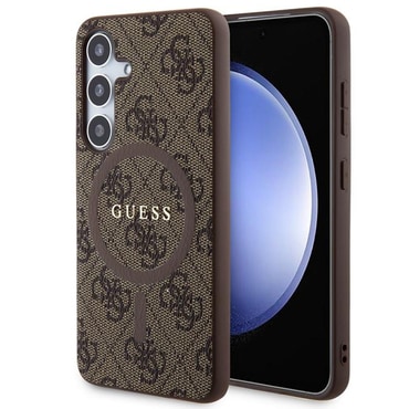 Originalna tvrda TPU maska Guess "4G Metal MagSafe Logo" za Samsung Galaxy S24 - smeđa