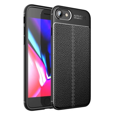 Elegantna gel maska Elite Guard s teksturom kože i zaštitom rubova za iPhone SE 2022 / iPhone SE 2020 / iPhone 8 / iPhone 7 - obsidian black