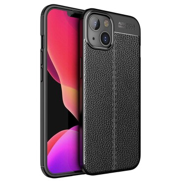 Elegantna gel maska Elite Guard s teksturom kože i zaštitom rubova za iPhone 14 Plus - obsidian black Elegantna gel maska Elite Guard s teksturom kože i zaštitom rubova za iPhone 14 Plus - obsidian black