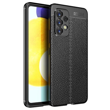 Elegantna gel maska Elite Guard s teksturom kože i zaštitom rubova za Samsung Galaxy A53 - obsidian black