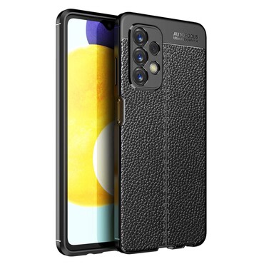 Elegantna gel maska Elite Guard s teksturom kože i zaštitom rubova za Samsung Galaxy A23 - obsidian black
