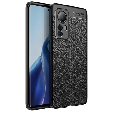 Elegantna gel maska Elite Guard s teksturom kože i zaštitom rubova za Xiaomi 12 / 12X - obsidian black