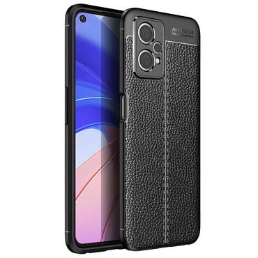 Elegantna gel maska Elite Guard s teksturom kože i zaštitom rubova za Realme 9 5G / 9 Pro - obsidian black