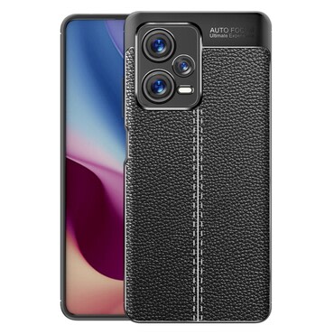 Elegantna gel maska Elite Guard s teksturom kože i zaštitom rubova za  Xiaomi Redmi Note 12 Pro Plus - obsidian black