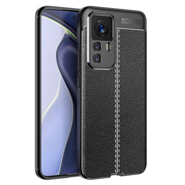 Elegantna gel maska Elite Guard s teksturom kože i zaštitom rubova za Xiaomi 12T / 12T Pro - obsidian black