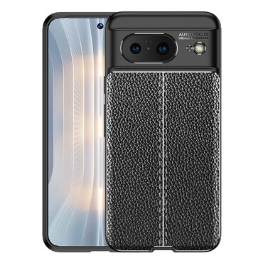 Elegantna gel maska Elite Guard s teksturom kože i zaštitom rubova za Google Pixel 8 - obsidian black