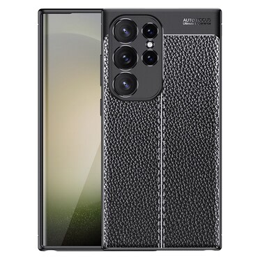 Elegantna gel maska Elite Guard s teksturom kože i zaštitom rubova za Samsung Galaxy S24 Ultra - obsidian black