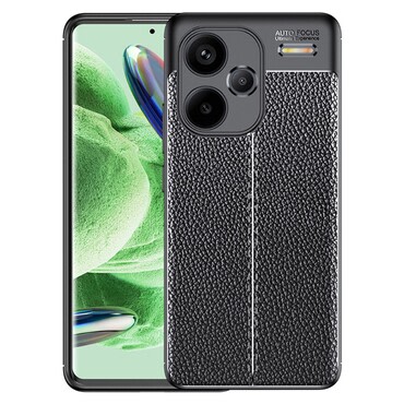 Elegantna gel maska Elite Guard s teksturom kože i zaštitom rubova za Xiaomi Redmi Note 13 Pro Plus 5G - obsidian black