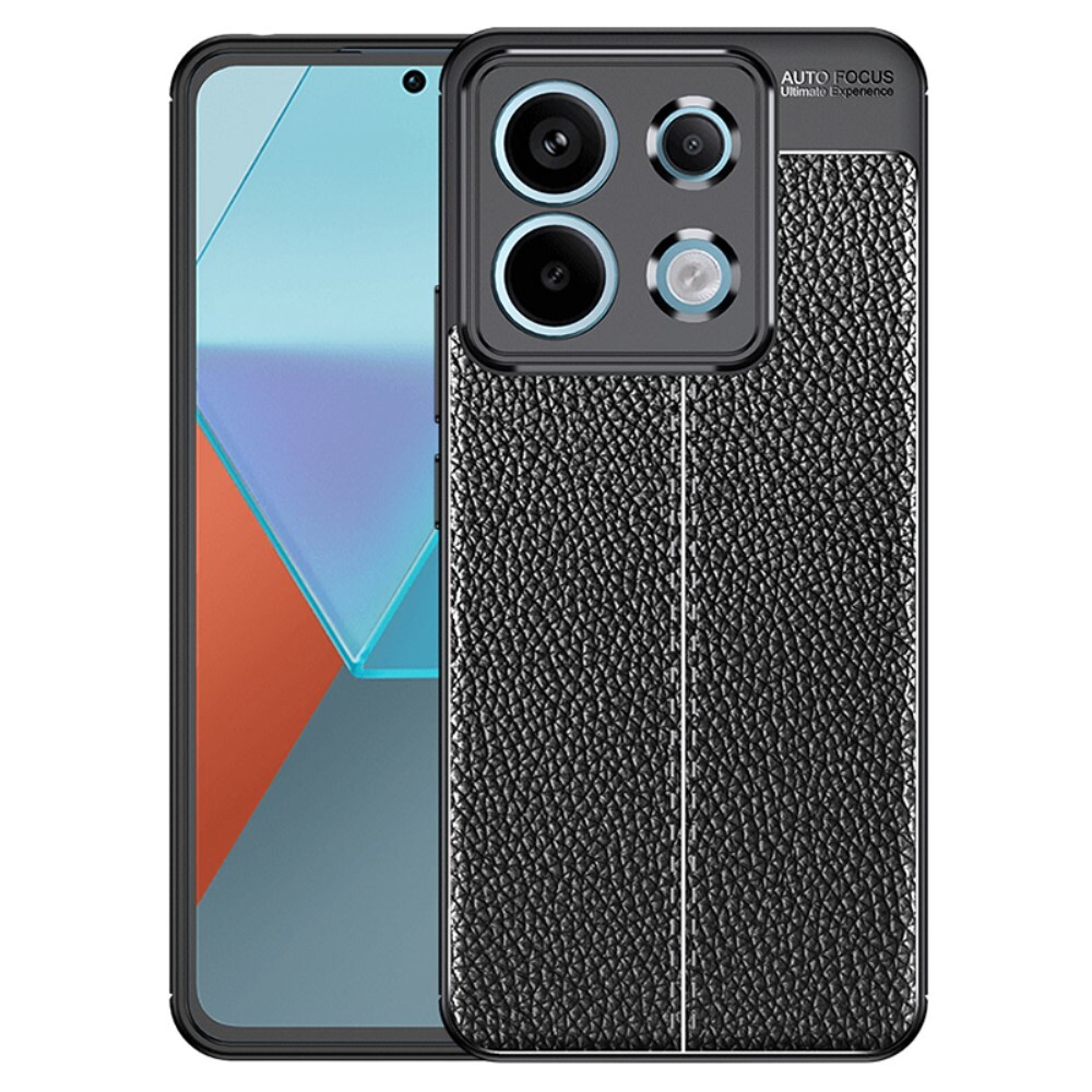 Elegantna gel maska Elite Guard s teksturom kože i zaštitom rubova za Xiaomi Redmi 13C 4G / Poco C65 - obsidian black