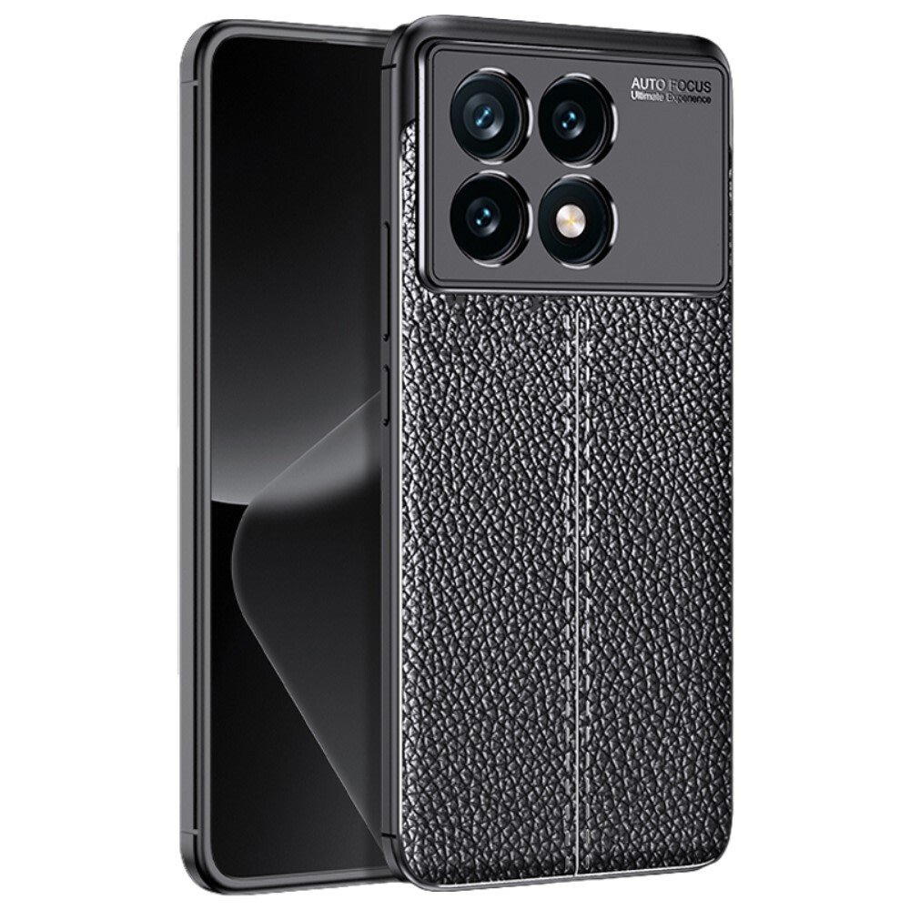 Elegantna gel maska Elite Guard s teksturom kože i zaštitom rubova za Xiaomi Poco X6 Pro - obsidian black