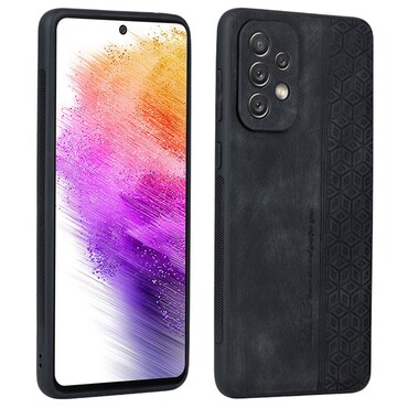 Premium maska Cube Leather za Samsung Galaxy A73 5G sa ugrađenom zaštitom za stražnju kameru - graphite black