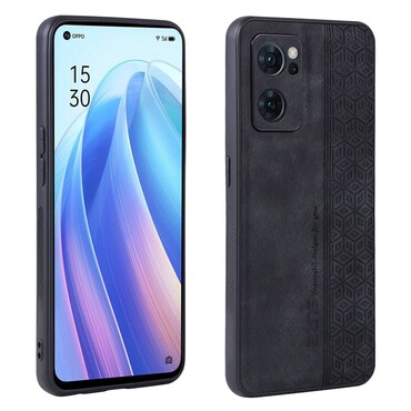 Premium maska Cube Leather za Oppo Reno7 5G sa ugrađenom zaštitom za stražnju kameru - graphite black