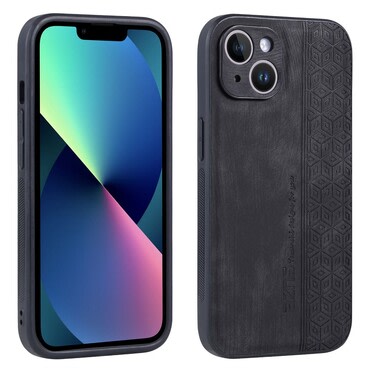 Premium maska Cube Leather za iPhone 13 sa ugrađenom zaštitom za stražnju kameru - graphite black