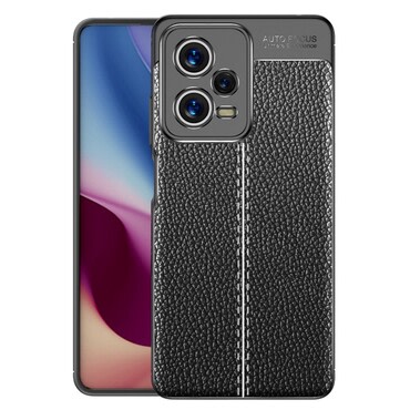 Elegantna gel maska Elite Guard s teksturom kože i zaštitom rubova za Xiaomi Redmi Note 12 Pro 5G - obsidian black