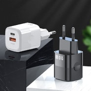Zidni punjač MiniGaN 20W - s GaN tehnologijom i dva izlaza - USB-C PD 3.0 i USB-A QC 3.0 Zidni punjač MiniGaN 20W - s GaN tehnologijom i dva izlaza - USB-C PD 3.0 i USB-A QC 3.0