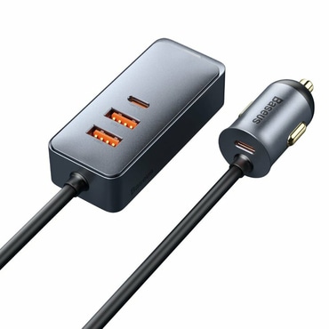 Ultra brzi autopunjač i produžetak Baseus "CCBT-A0G" s dva USB-A i dva USB-C izlaza za punjenje 120W - 1.5m - crni Ultra brzi autopunjač i produžetak Baseus "CCBT-A0G" s dva USB-A i dva USB-C izlaza za punjenje 120W - 1.5m - crni