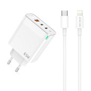 Zidni punjač Triple-GaN 65W - s dva USB-C PD i USB-A QC 3.0 izlazi i s GaN tehnologijom - Više kombinacija! Zidni punjač Triple-GaN 65W - s dva USB-C PD i USB-A QC 3.0 izlazi i s GaN tehnologijom - Više kombinacija!