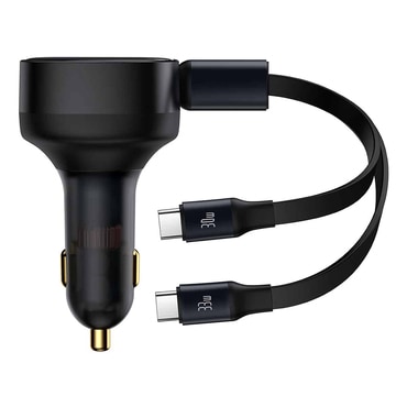 Brzi autopunjač Baseus "C00035500111-00" 33W s dva USB-C kablovs - 75cm - crni Brzi autopunjač Baseus "C00035500111-00" 33W s dva USB-C kablovs - 75cm - crni