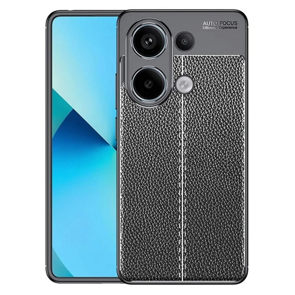 Elegantna gel maska Elite Guard s teksturom kože i zaštitom rubova za Xiaomi Redmi Note 13 Pro 4G / Poco M6 Pro - obsidian black