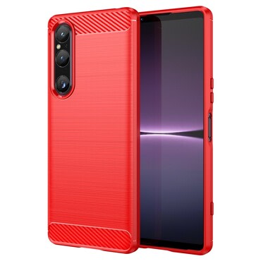 TPU gel maska"Brushed Carbon" za Sony Xperia 1 V - crvena