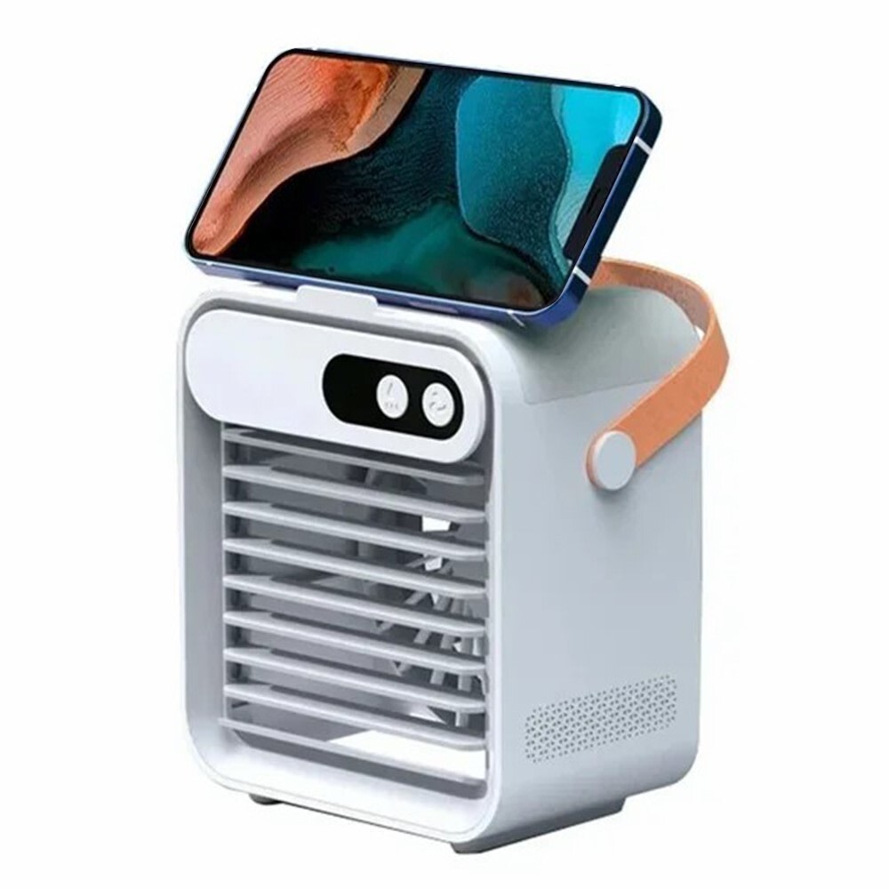 Prijenosni bežični rashladni ventilator s vodenom maglicom, ogledalom i stalkom za telefon “ArcticRetreat”