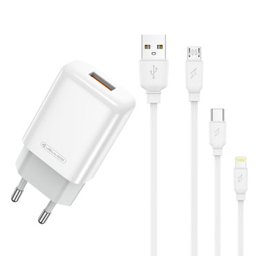 Zidni punjač EuroCharge 12W - brzi punjač s USB-A izlazom -  Više kombinacija! Zidni punjač EuroCharge 12W - brzi punjač s USB-A izlazom -  Više kombinacija!