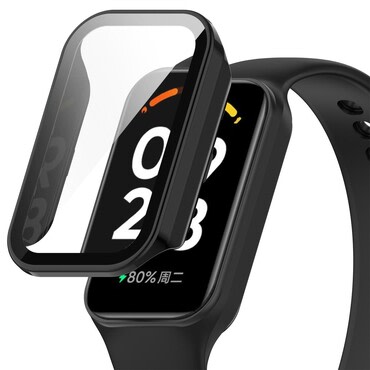 Tvrda TPU maska sa zaštitnim staklom za Xiaomi Smart Band 8 Active / Redmi Smart Band 2 - crna