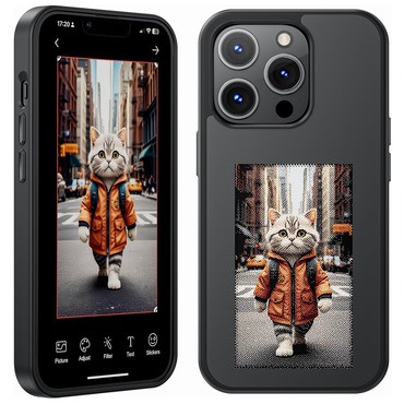 Personalizirana maska sa zaslonom "InkStyle" NFC za iPhone 13 Pro - viralna maska s prikazom omiljenih fotografija i slika - black