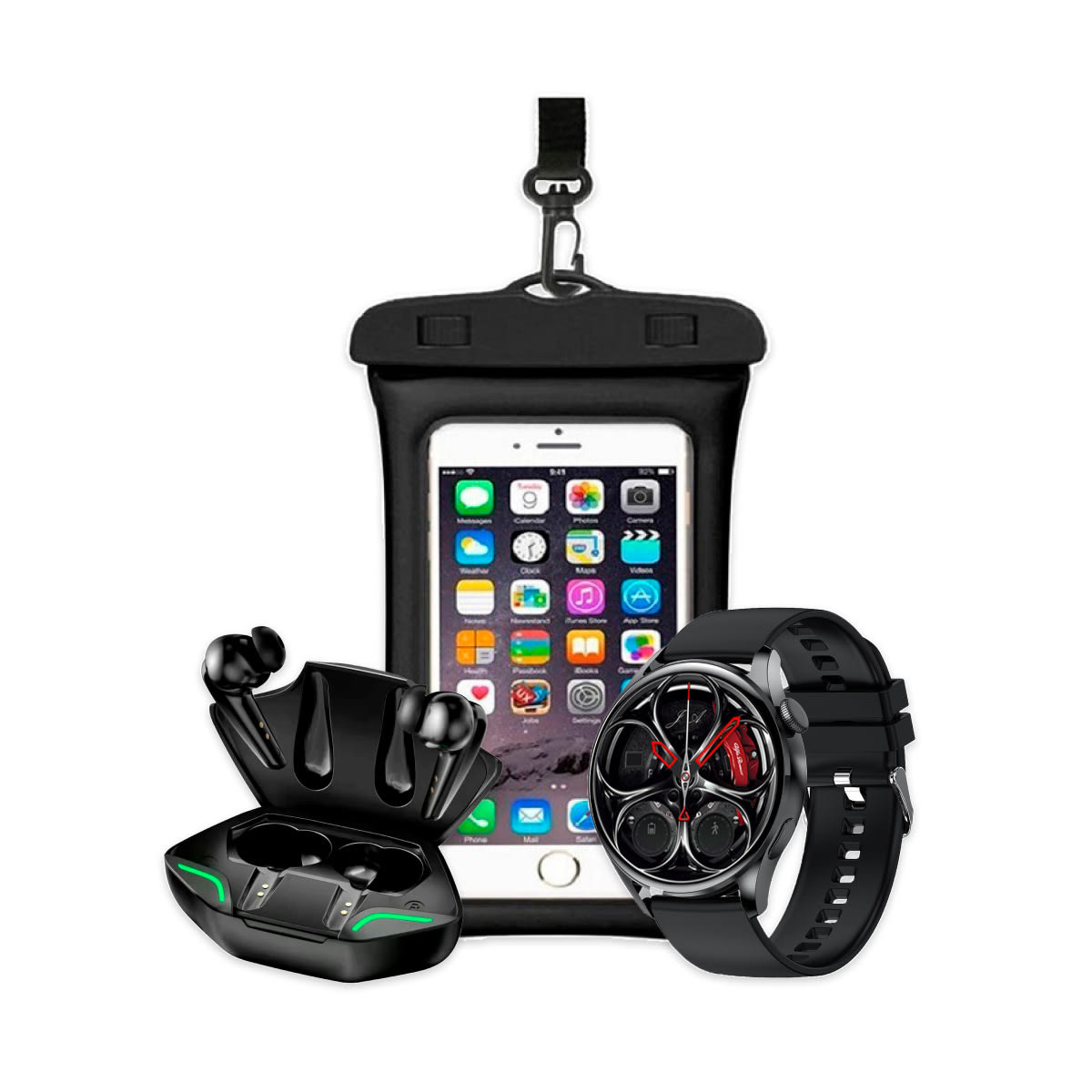 Sun 'n' Fun paket: Bluetooth slušalice, vodootporna torbica i pametni sat