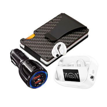 Road Warrior paket: Bluetooth slušalice, autopunjač i RFID novčanik