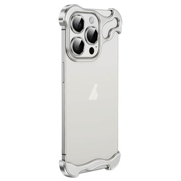 Minimalistična maska Naked Metal s alu zaštitom rubova i staklom za zadnje kamere za  iPhone 14 Pro - titanium silver