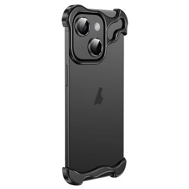 Minimalistična maska Naked Metal s alu zaštitom rubova i staklom za zadnje kamere za iPhone 15 Plus - onyx black