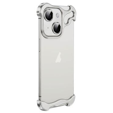 Minimalistična maska Naked Metal s alu zaštitom rubova i staklom za zadnje kamere za iPhone 15 Plus - titanium silver