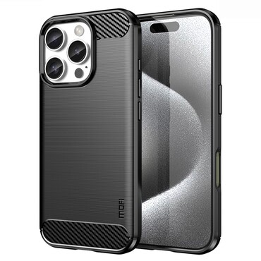 TPU gel maska "Brushed Carbon" za iPhone 16 Pro Max - crna