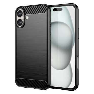 TPU gel maska "Brushed Carbon" za iPhone 16 Plus - crna