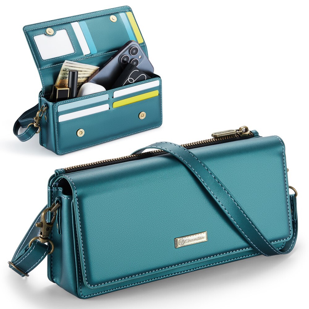 Ženska torbica CaseMe "Me30 Crossbody" s tehnologijom RFID blokiranja - elegantna torbica za pametne telefone, novčanik, kozmetiku i druge manje stvarčice - zelena