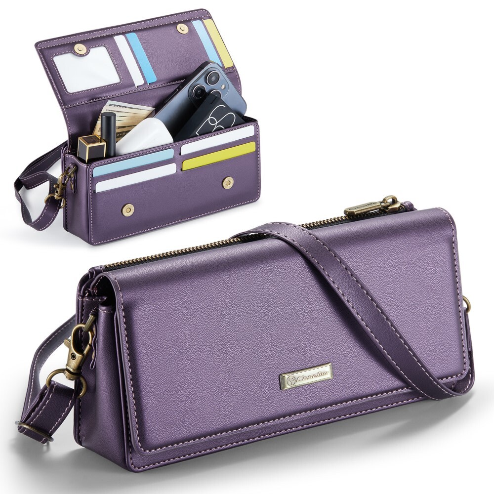 Ženska torbica CaseMe "Me30 Crossbody" s tehnologijom RFID blokiranja - elegantna torbica za pametne telefone, novčanik, kozmetiku i druge manje stvarčice - ljubičasta