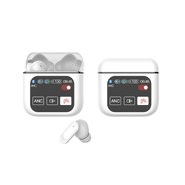 Bežične slušalice VisionBass Pro - Bluetooth 5.4 slušalice s ugrađenim zaslonom, ANC i snažnim basovima - moonlight white