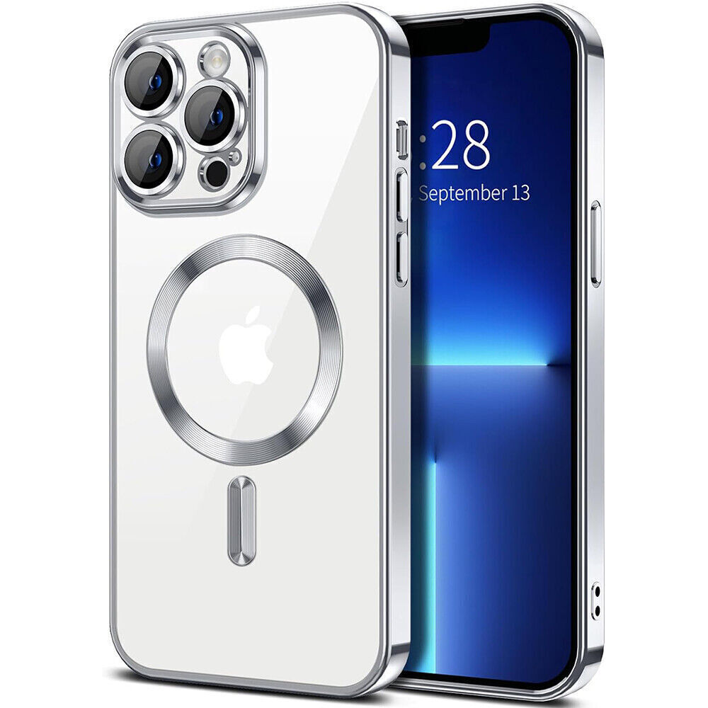 Hibridna maska MagShield sa zaštitom zadnje kamere i 2 Magneta MagSafe za iPhone 16 Pro Max - metallic silver