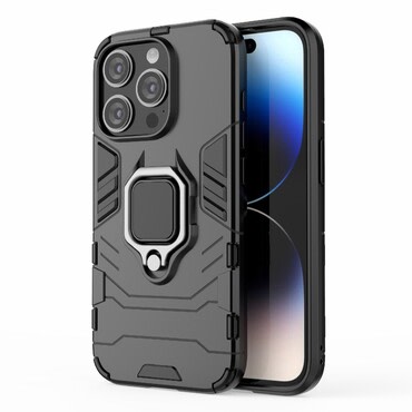 Hibridna maska "Impact X Ring" za iPhone 15 Pro - crna