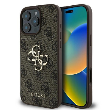 Originalna maska Guess "4G Big Metal Logo" za iPhone 16 Pro - smeđa