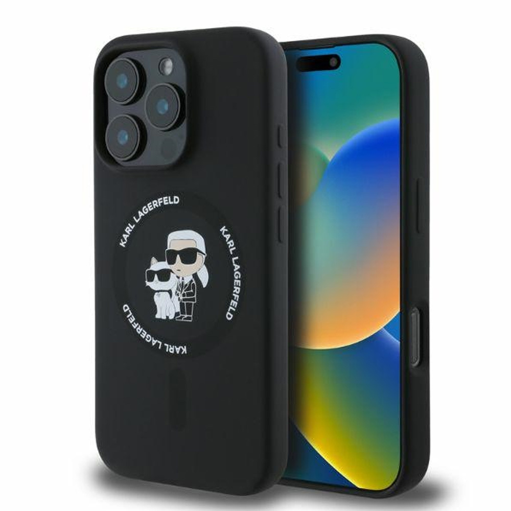 Originalna maska Karl Lagerfeld "KC Heads Ring MagSafe" za iPhone 16 Pro Max - crna