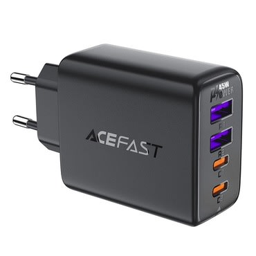 Zidni adapter za punjenje Acefast "A61", s GaN tehnologijom, 2x USB-A i 2x USB-C izlazima - 45W - crni Zidni adapter za punjenje Acefast "A61", s GaN tehnologijom, 2x USB-A i 2x USB-C izlazima - 45W - crni