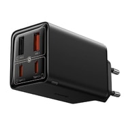 Zidni adapter za punjenje  Baseus s GaN6 Pro tehnologijom, 2x USB-A i 2x USB-C izlazima 65W i priloženim kablom - crni