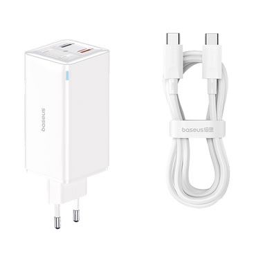 Zidni adapter za punjenje  Baseus s GaN6 Pro tehnologijom, 2x USB-A i 2x USB-C izlazima 100W i priloženim kablom - bijela Zidni adapter za punjenje  Baseus s GaN6 Pro tehnologijom, 2x USB-A i 2x USB-C izlazima 100W i priloženim kablom - bijela