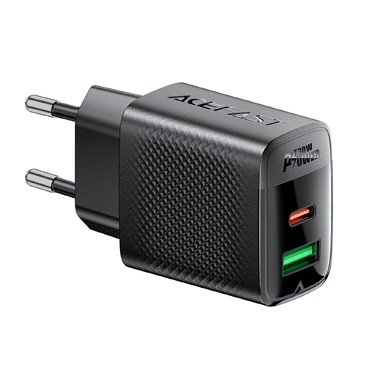 Premium zidni adapter za punjenje Acefast "A98" s GaN tehnologijom, 1x USB-A i 1x USB-C izlazima 30W -  crni Premium zidni adapter za punjenje Acefast "A98" s GaN tehnologijom, 1x USB-A i 1x USB-C izlazima 30W -  crni