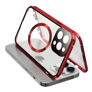 Magnetna Full-Body maska sa staklom "Stronghold MagLock" za iPhone 16 - titanium red