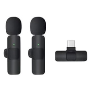 2-pack bežičnih kravatnih mikrofona Techsuit "LW2" USB-C - crni